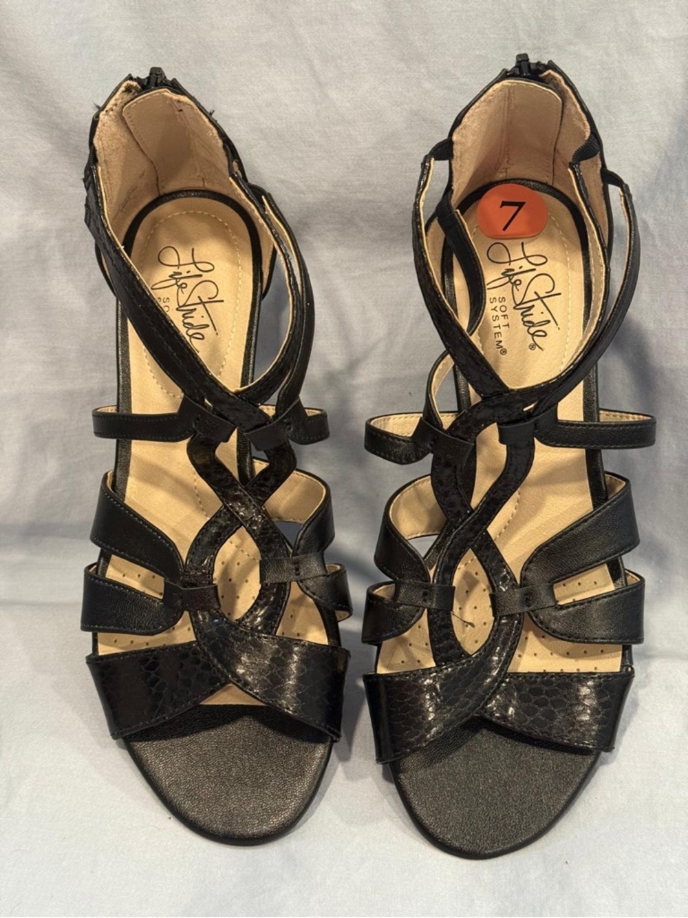 Life Stride Black Strappy Open-Toe Heels